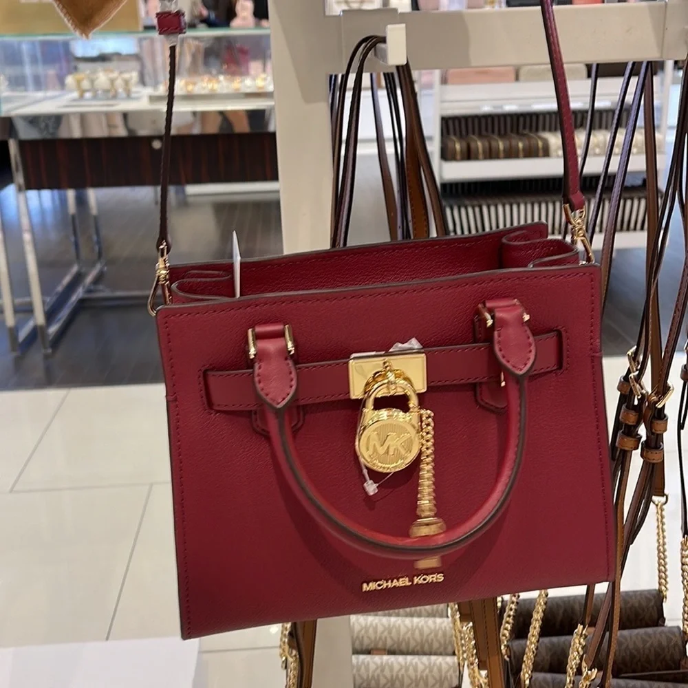 Michael Kors Hamilton Small Satchel Shoulder Crossbody Bag MULBERRY COLOR